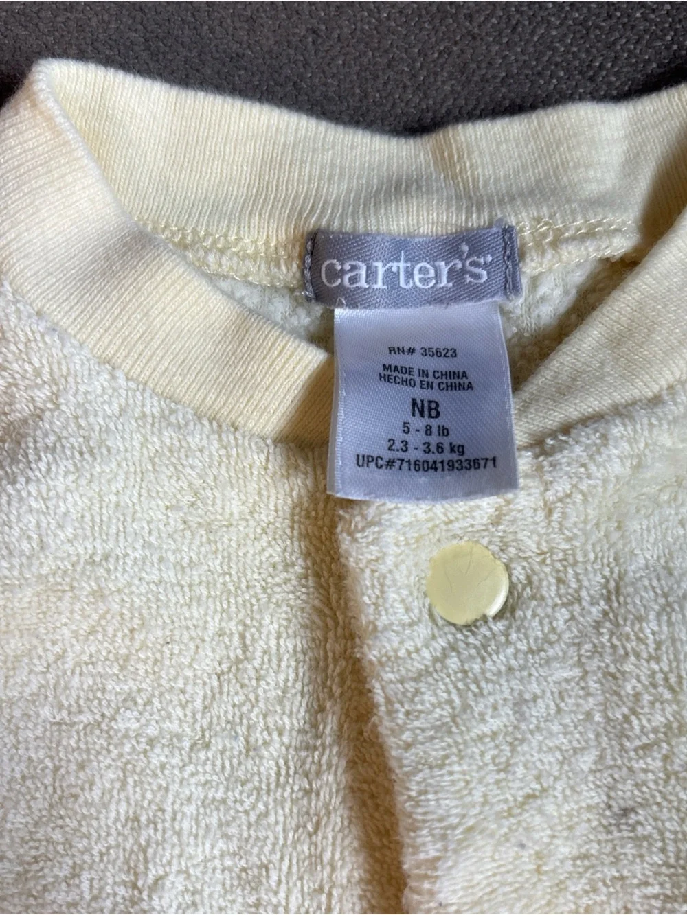 Carter's Cream Terry Footed One-Piece with Duck Embroidery